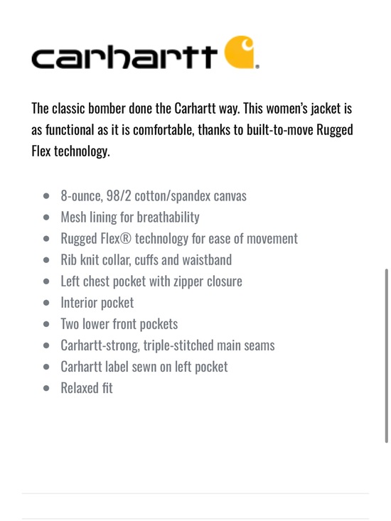 Carhartt Women\'s Rugged Flex Crawford Bomber Jacket